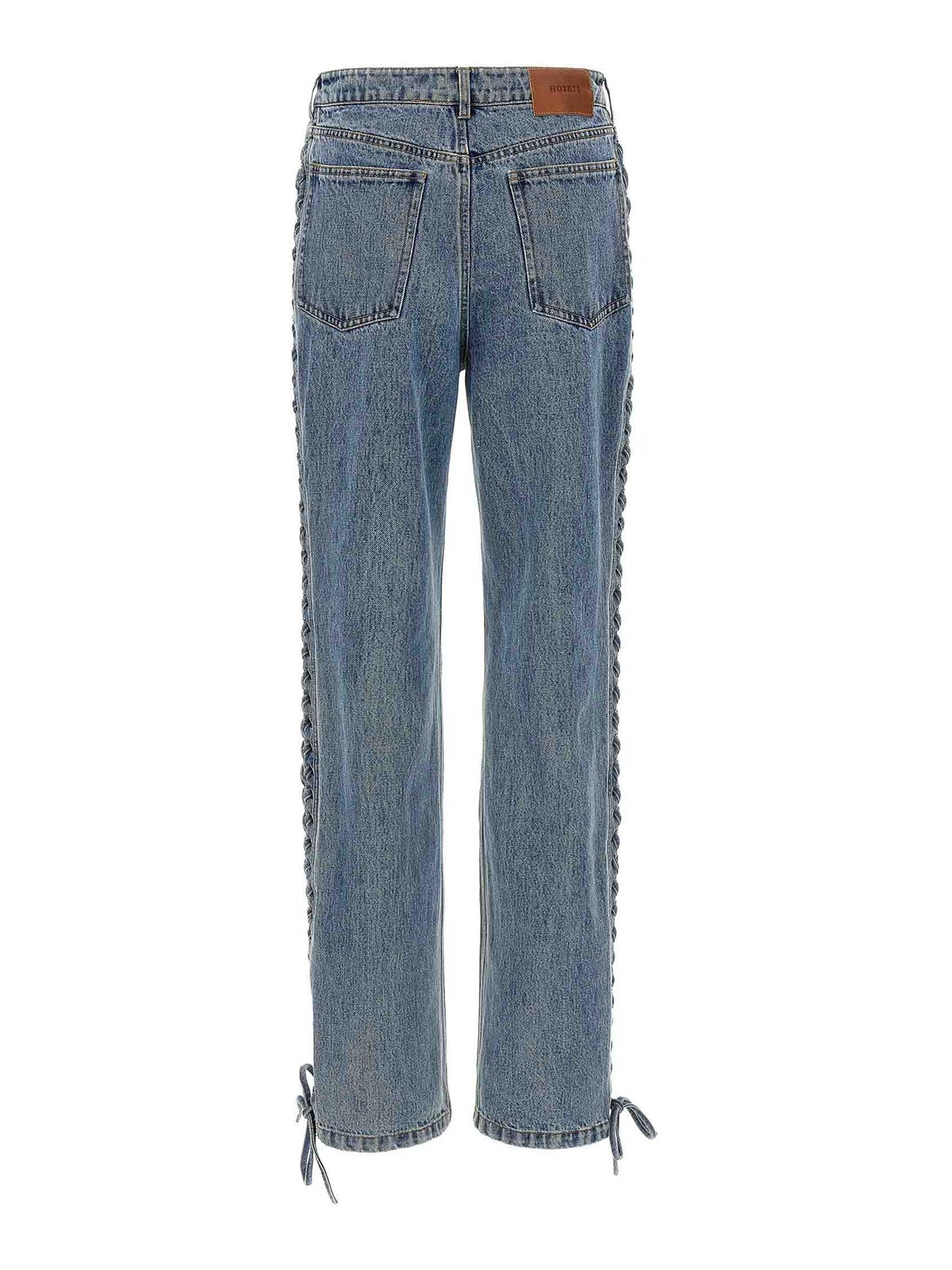 Rotate Birger Christensen Laced Straight Leg Blue Denim Jeans In Blue