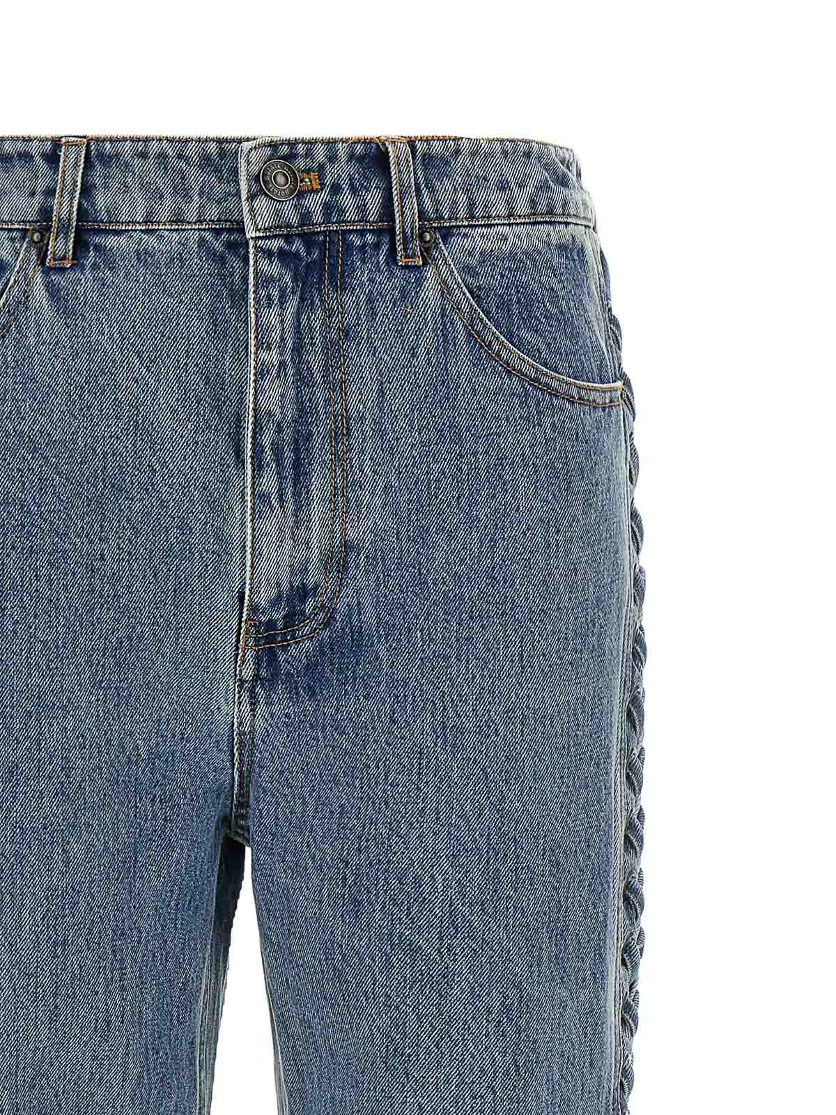 Rotate Birger Christensen Laced Straight Leg Blue Denim Jeans In Blue
