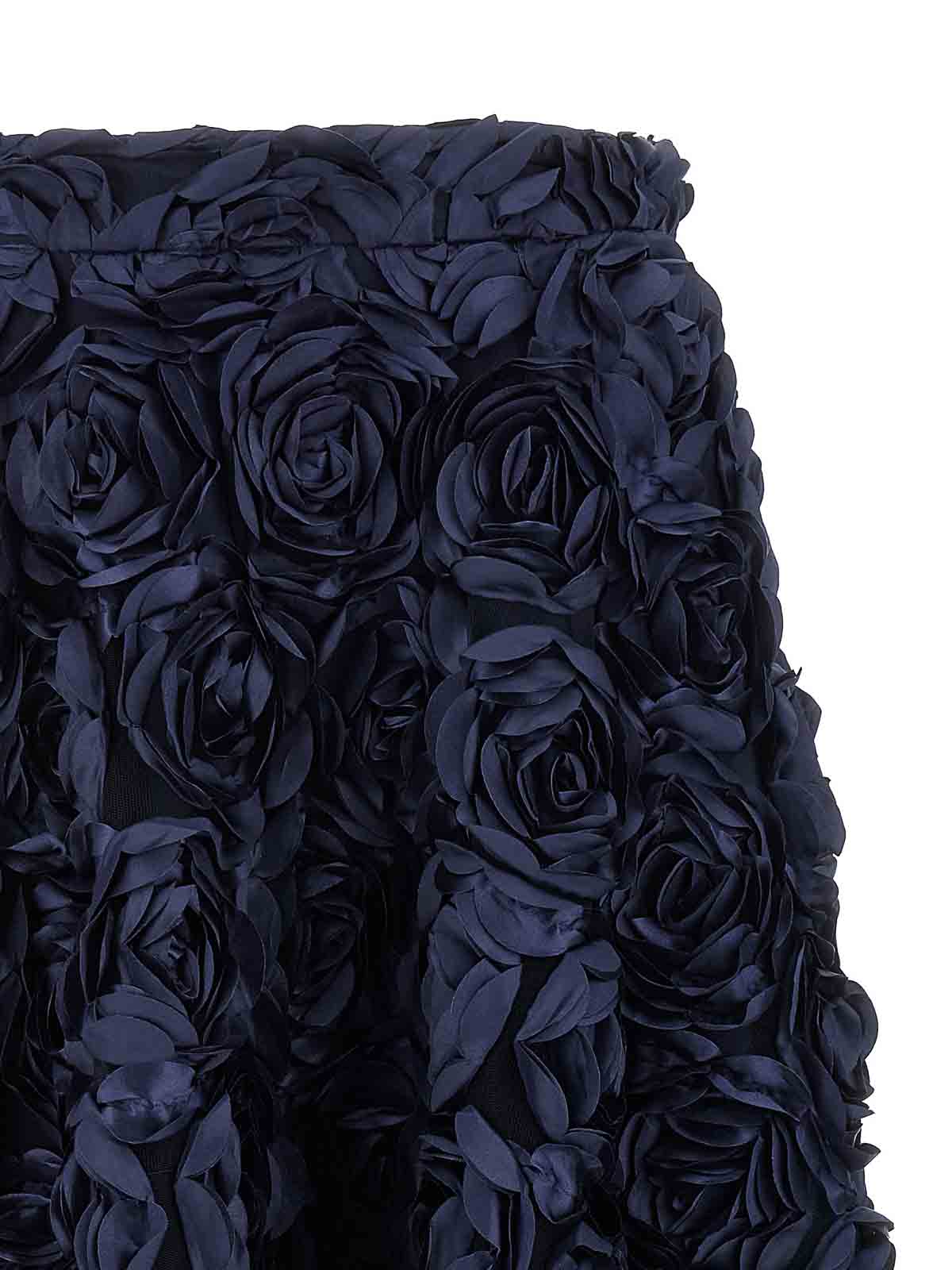 Rotate Birger Christensen Rotate Blue Skirt With All-over Embossed Rose Detailing In Blue