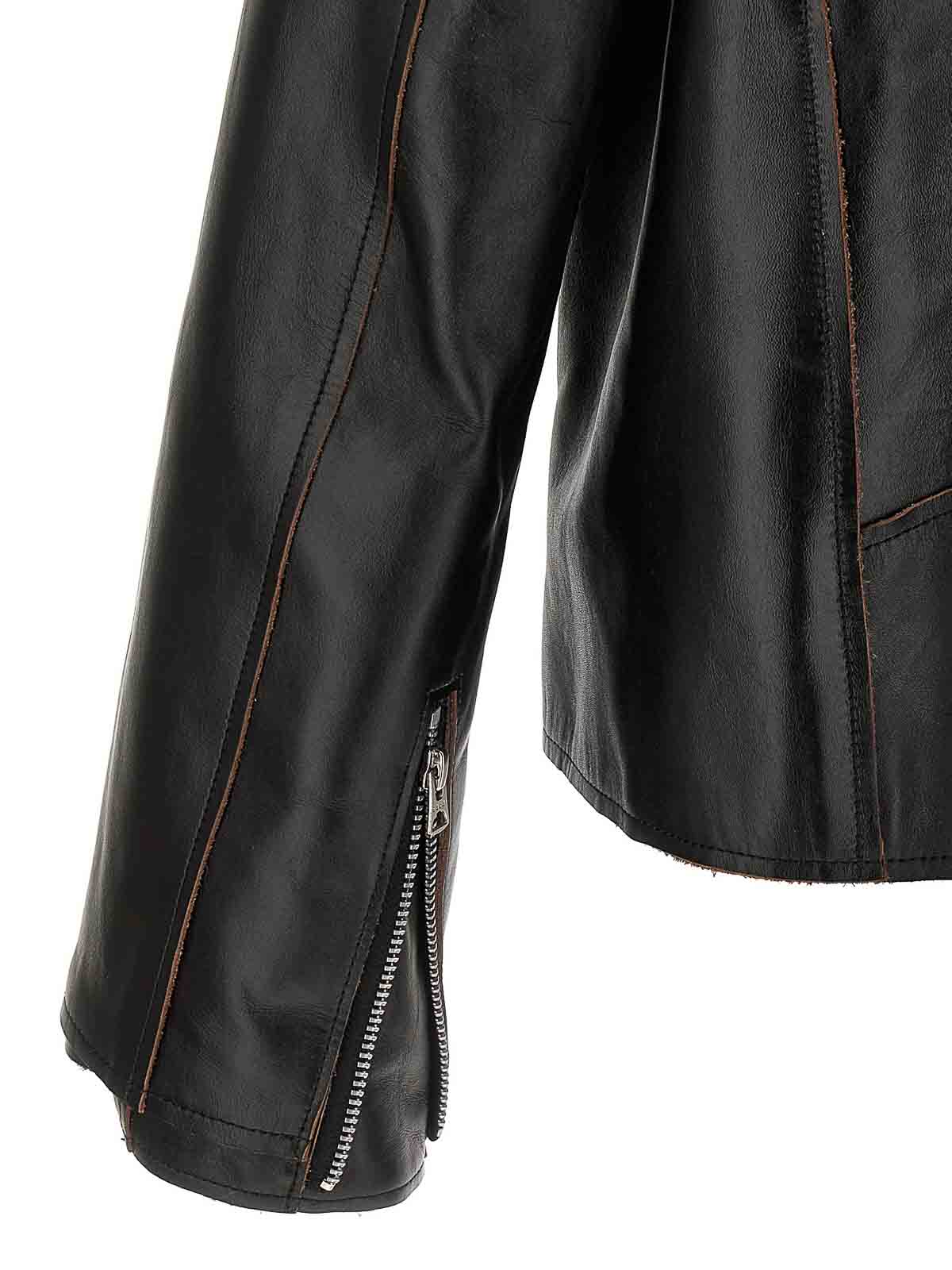Sacai Snap-fastening Leather Jacket In Black