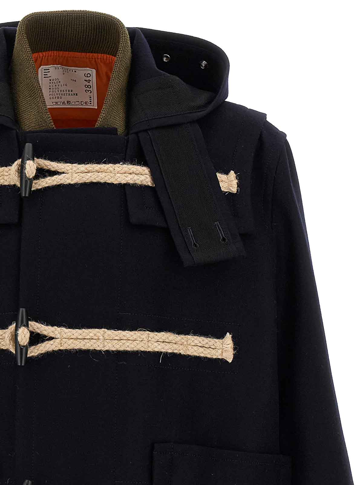 Sacai Hooded Toggle-fastening Coat In Black