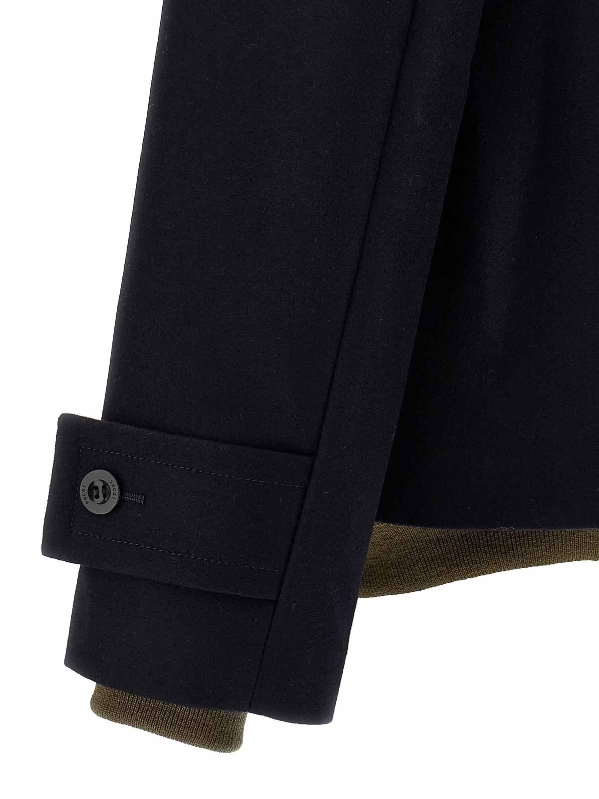 Sacai Hooded Toggle-fastening Coat In Black