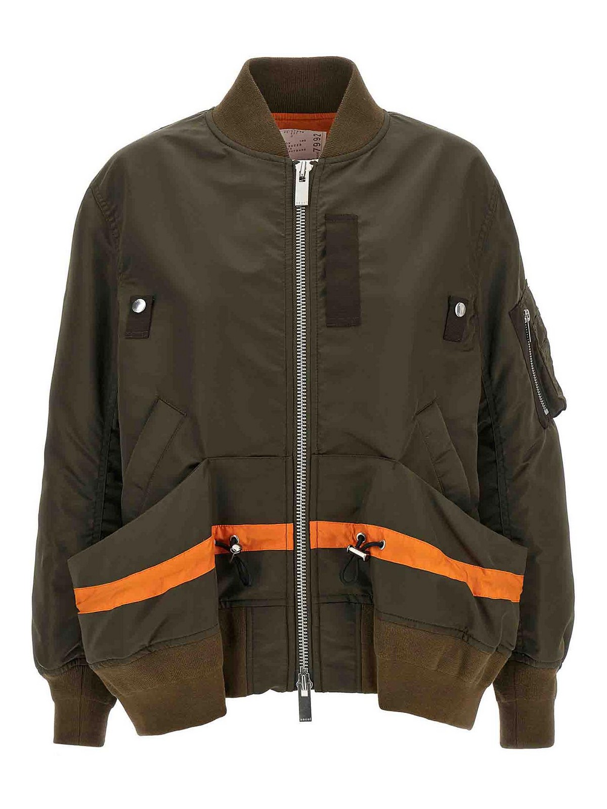 Sacai Drawstring Bomber Jacket In Green