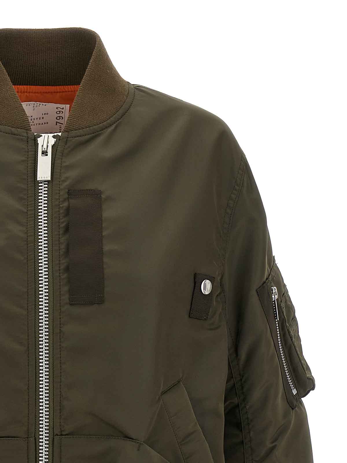Sacai Drawstring Bomber Jacket In Green