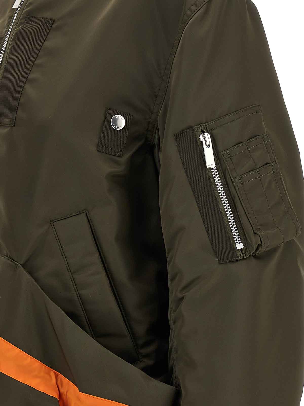 Sacai Drawstring Bomber Jacket In Green