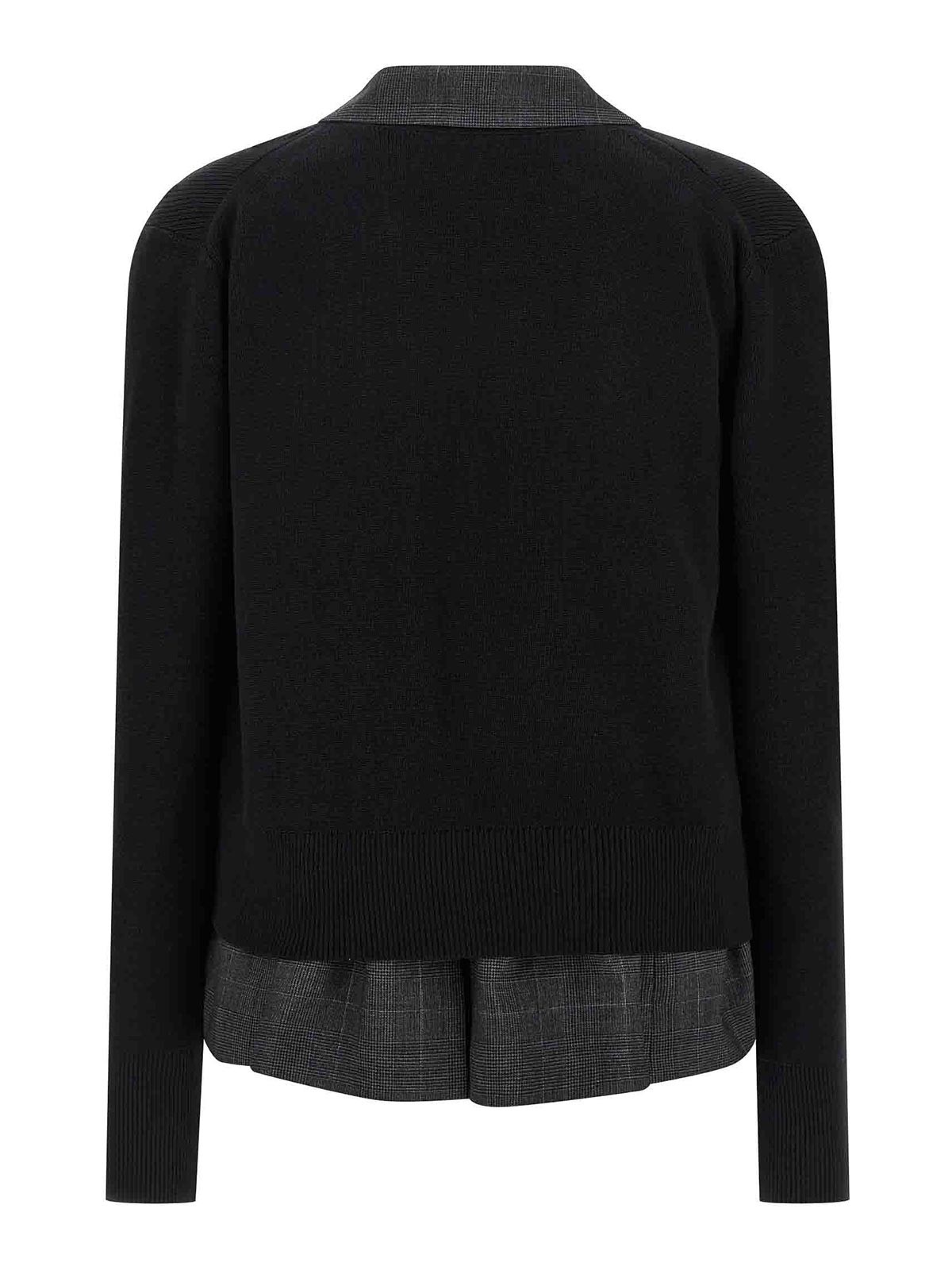 Sacai Double Layer Cardigan In Black