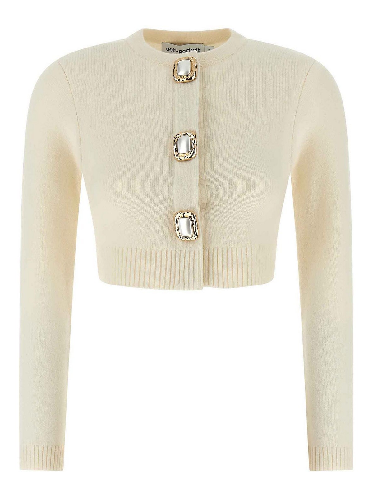 Self-portrait Cardigan In Lana Crema In Neutral