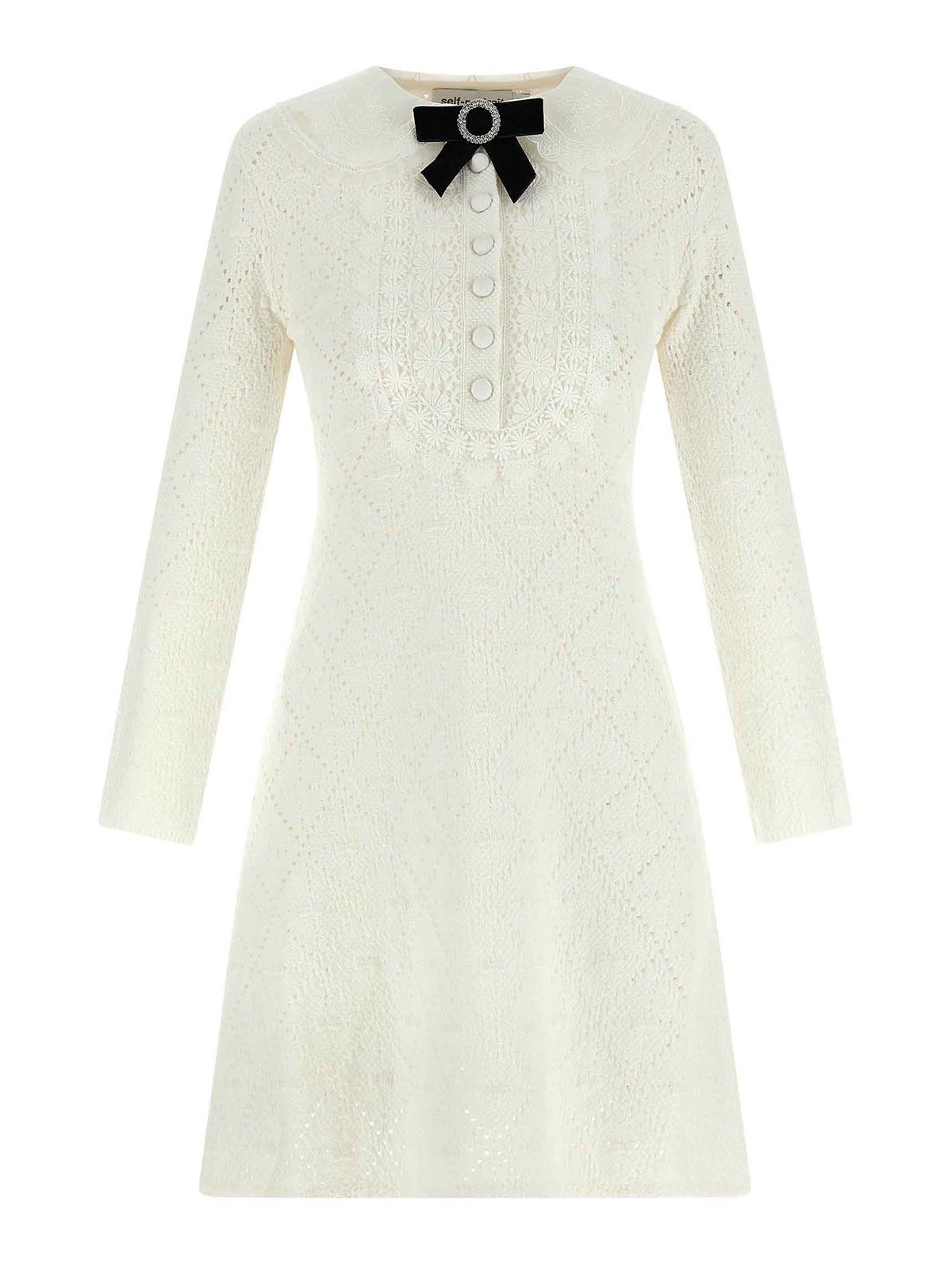 Self-portrait Intricate Openwork Mini Dress In White