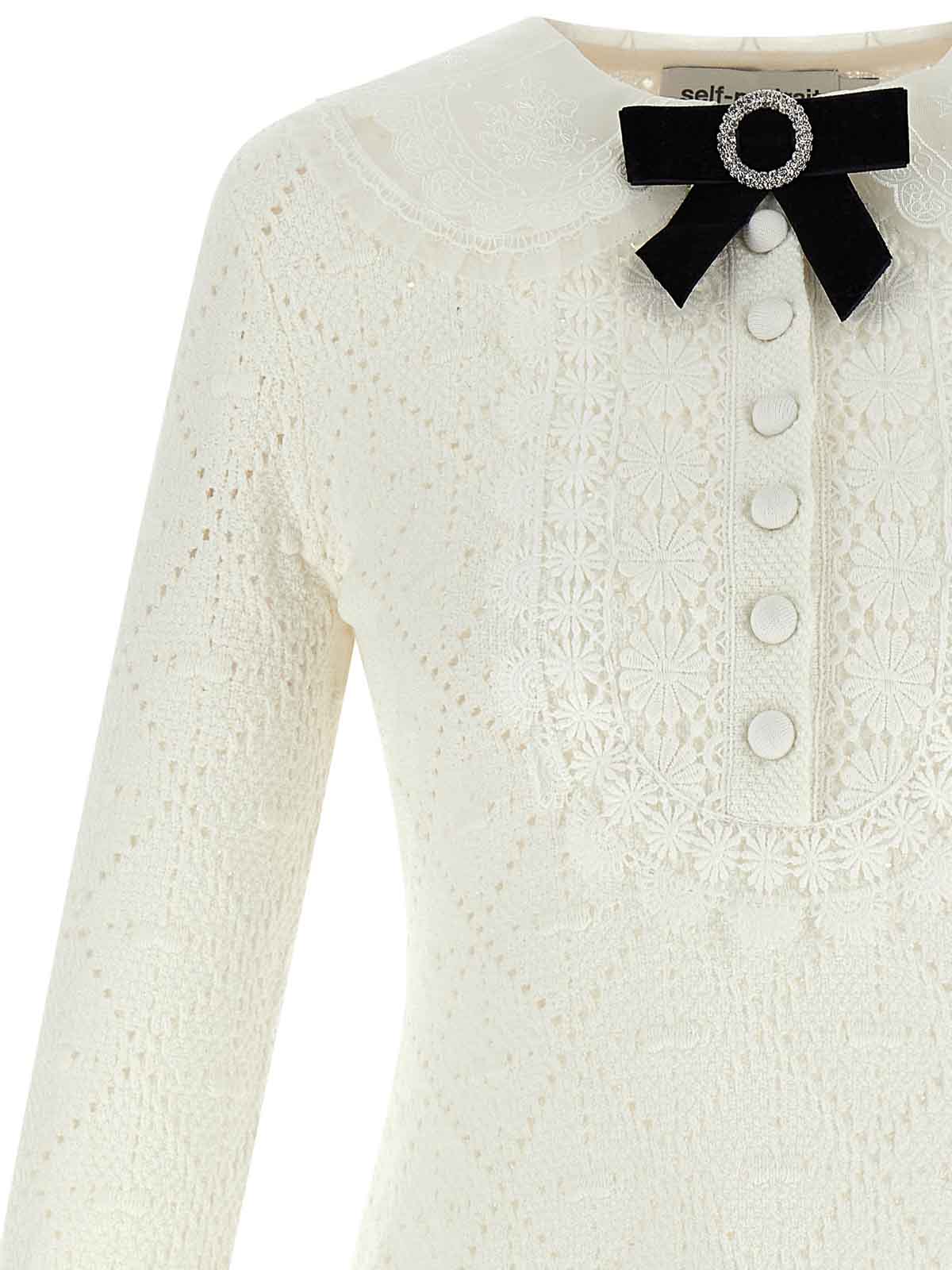 Self-portrait Intricate Openwork Mini Dress In White