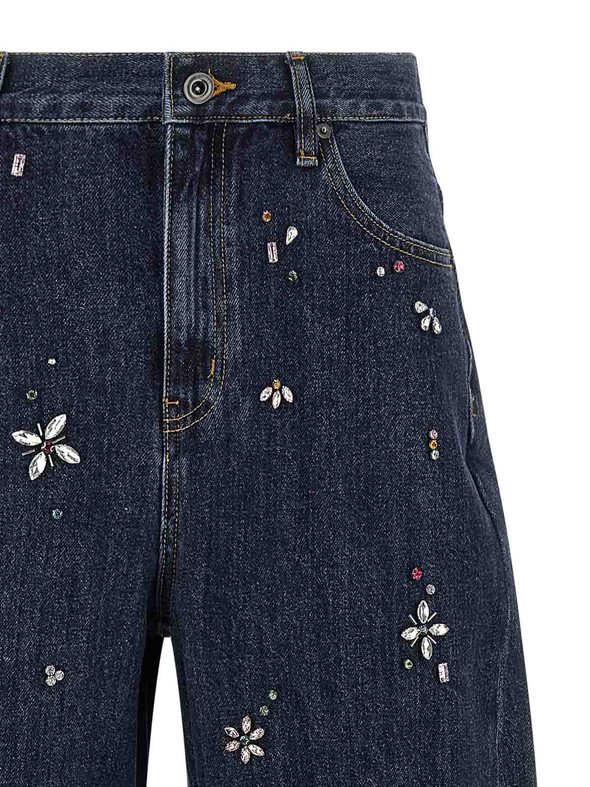 Self-portrait Jeans Decorati Con Strass Blue In Blue