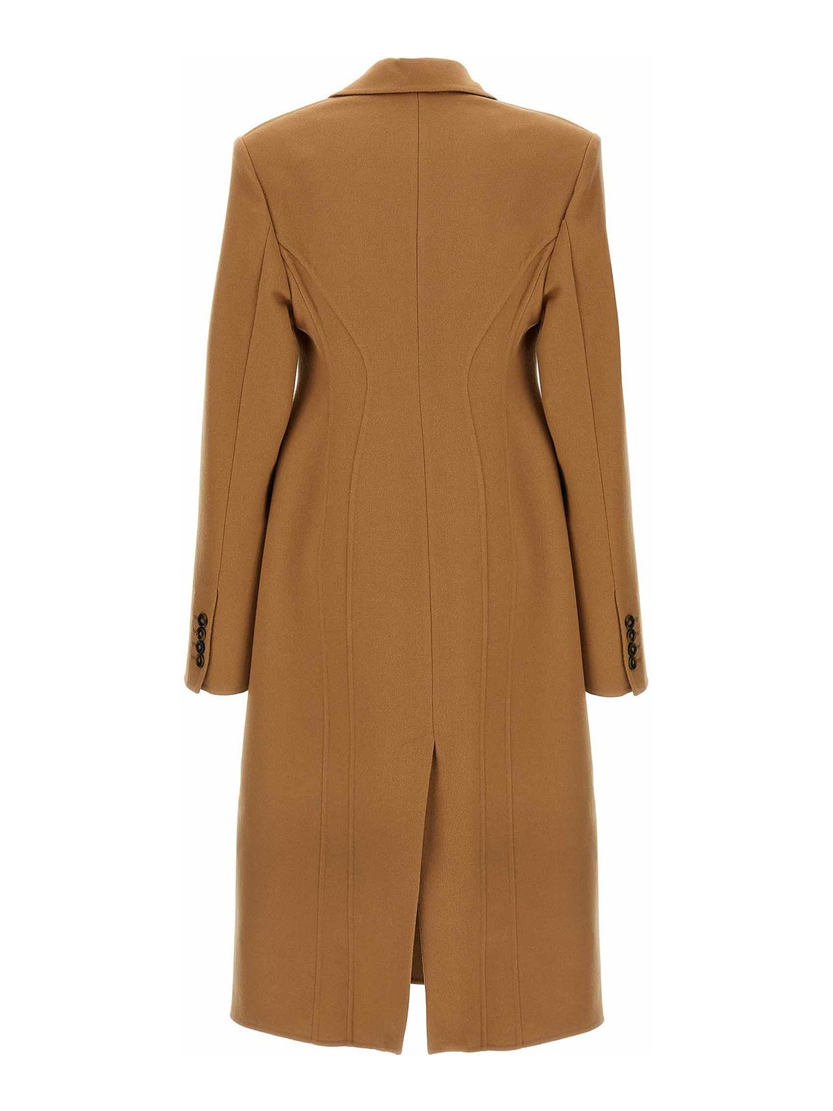 Stella Mccartney Wool Coat With Back Vent And Double-breasted Front In Brown