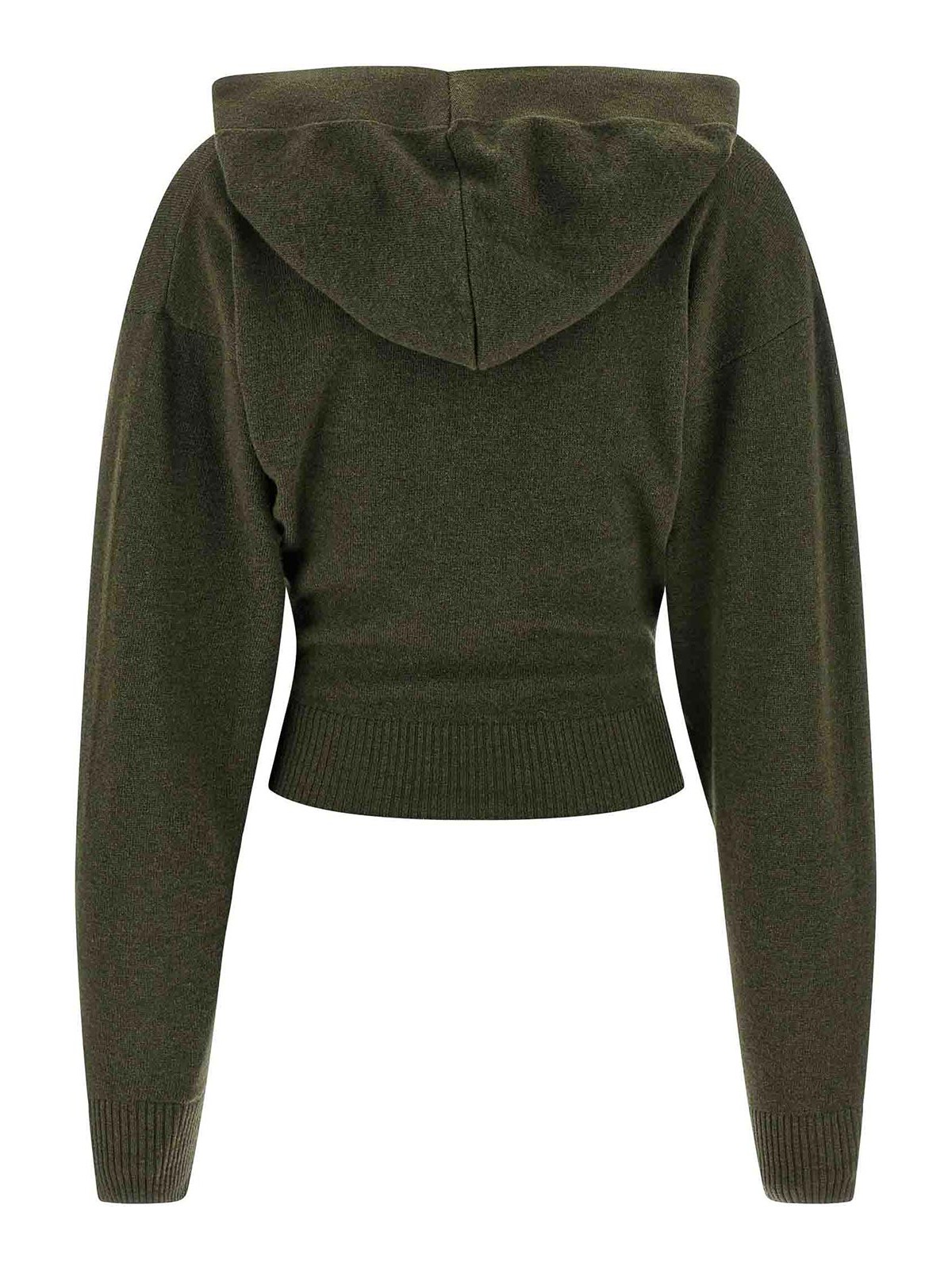 Stella Mccartney Womens Dark Khaki Hooded Cropped Wool Hoody In Green