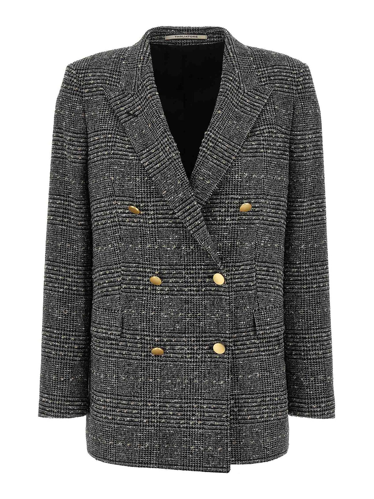 Tagliatore Jasmine Check-patterned Double-breasted Blazer In Black