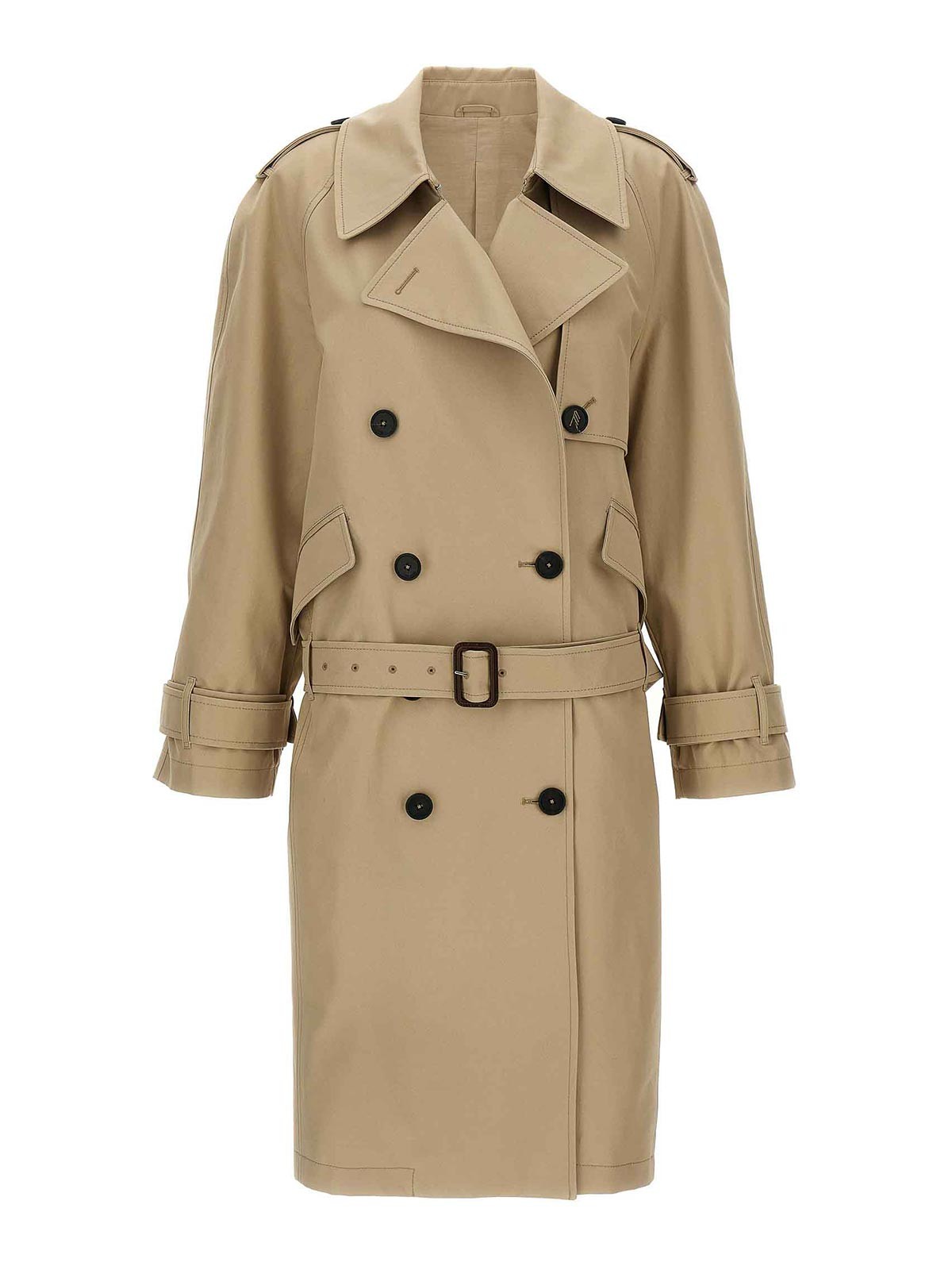 Attico Cotton Trench Coat In Brown