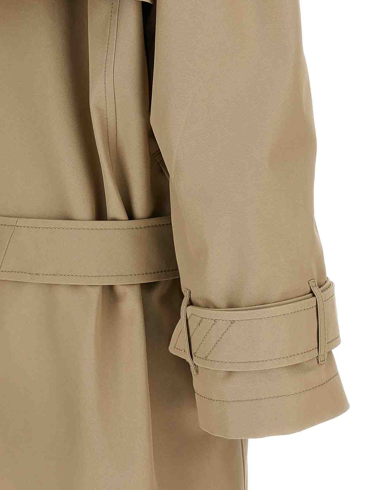 Attico Cotton Trench Coat In Brown