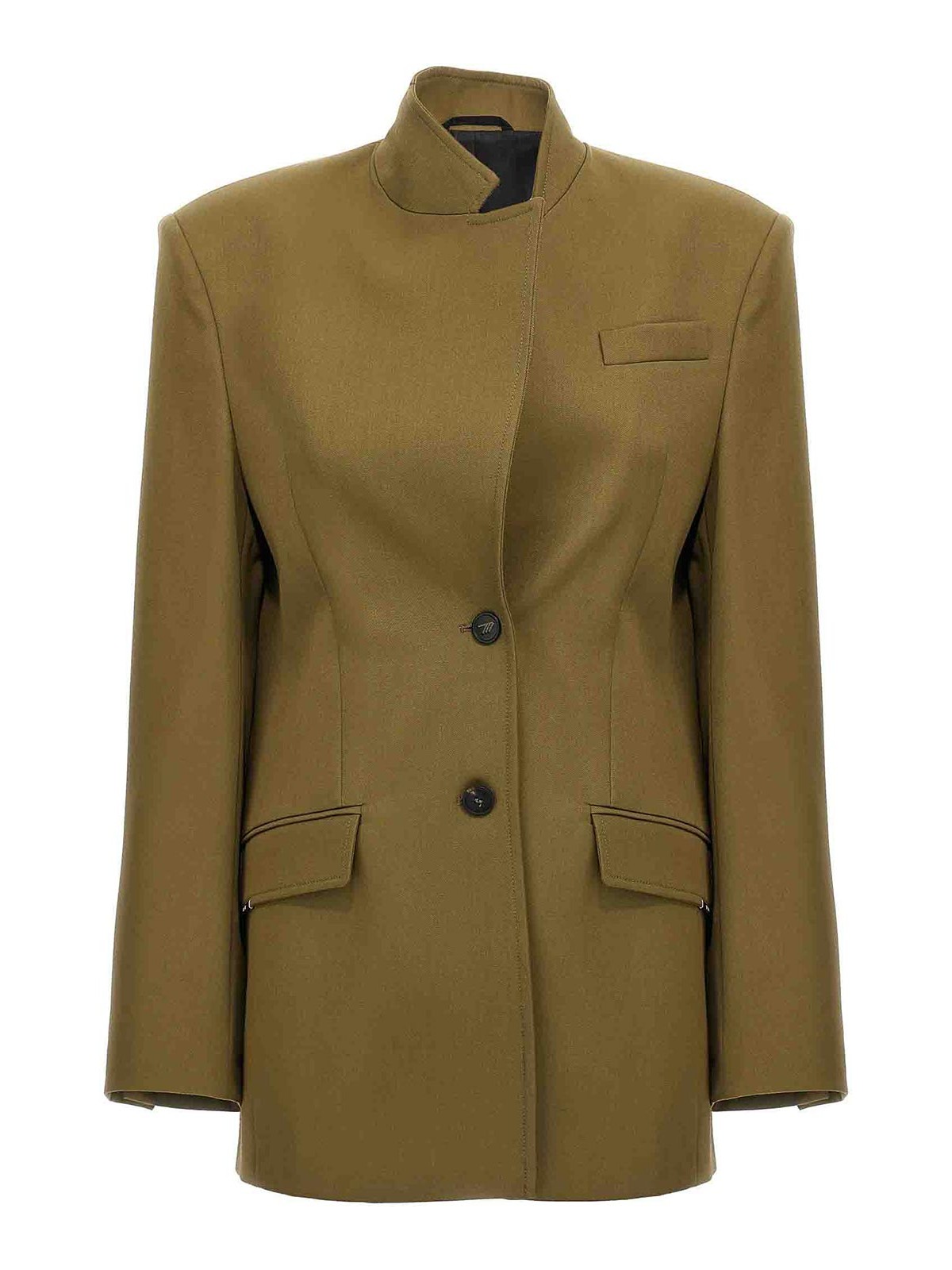 Attico Green Jacket With Asymmetric Closure On The Front In Green