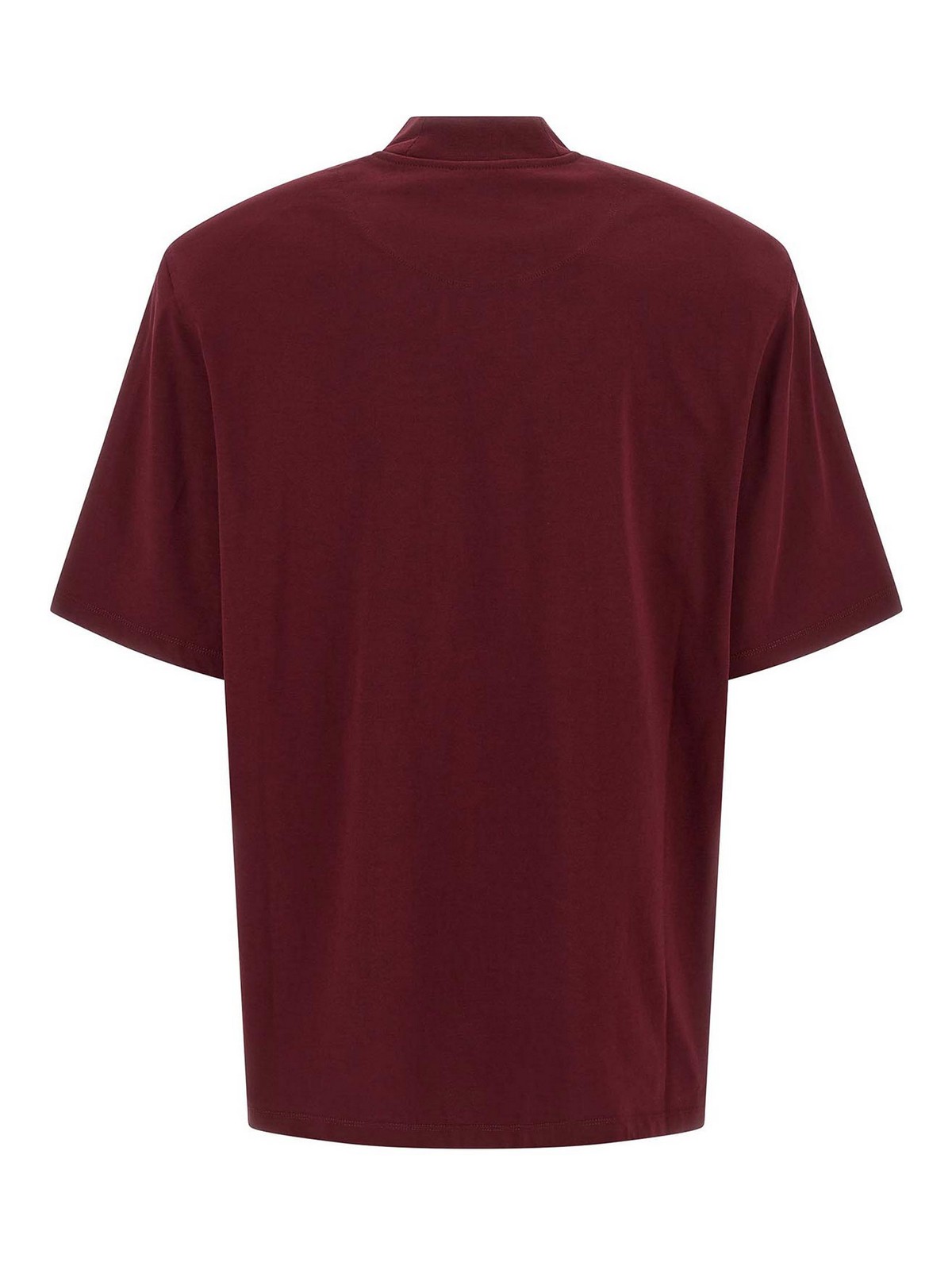 Attico Crewneck Mock Neck Logo Embroidered Top In Red