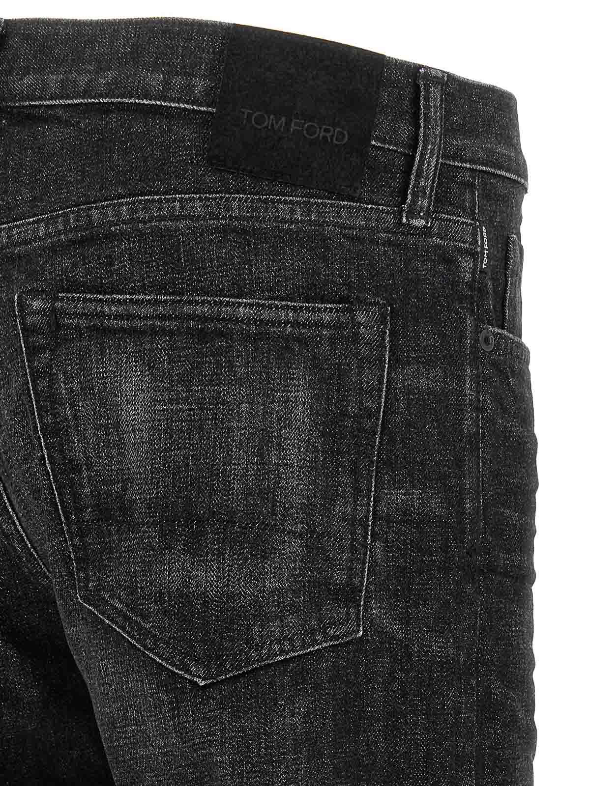 Tom Ford Stonewashed Five-pocket Jeans In Black