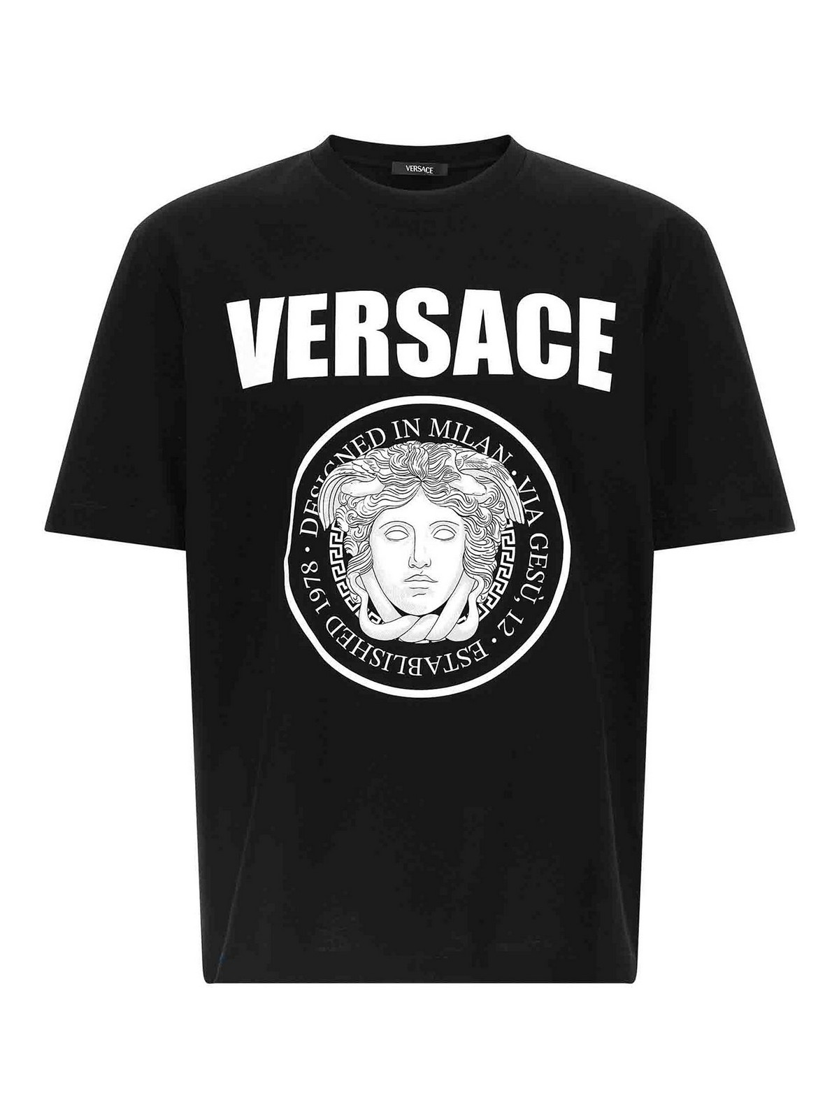 Versace Medusa Print T-shirt In Black