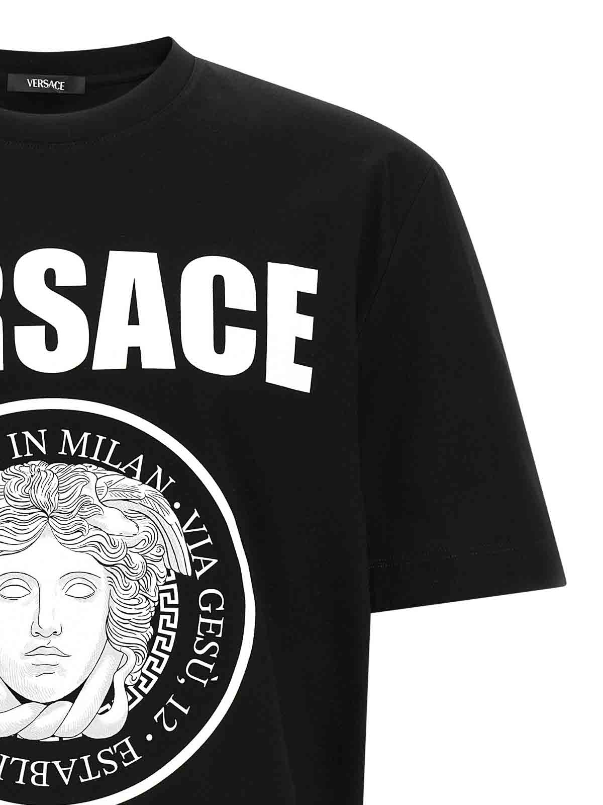 Versace Medusa Print T-shirt In Black
