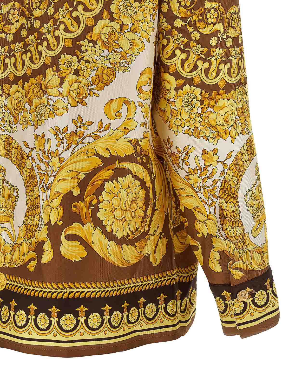 Versace Chemise Barocco Silk In Gold