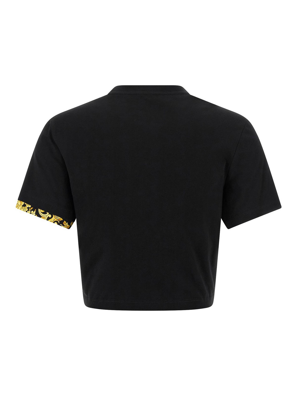 Versace Safety Pin Crop T-shirt With Drawstring Waist In Black