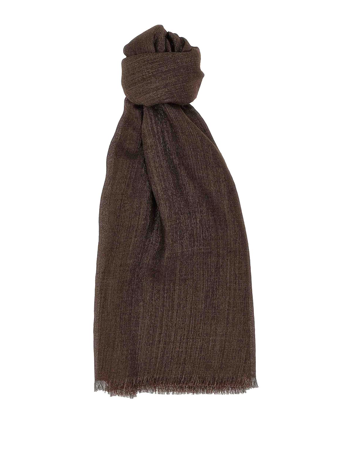 Brunello Cucinelli Soft Fringed Lurex Scarf In Brown