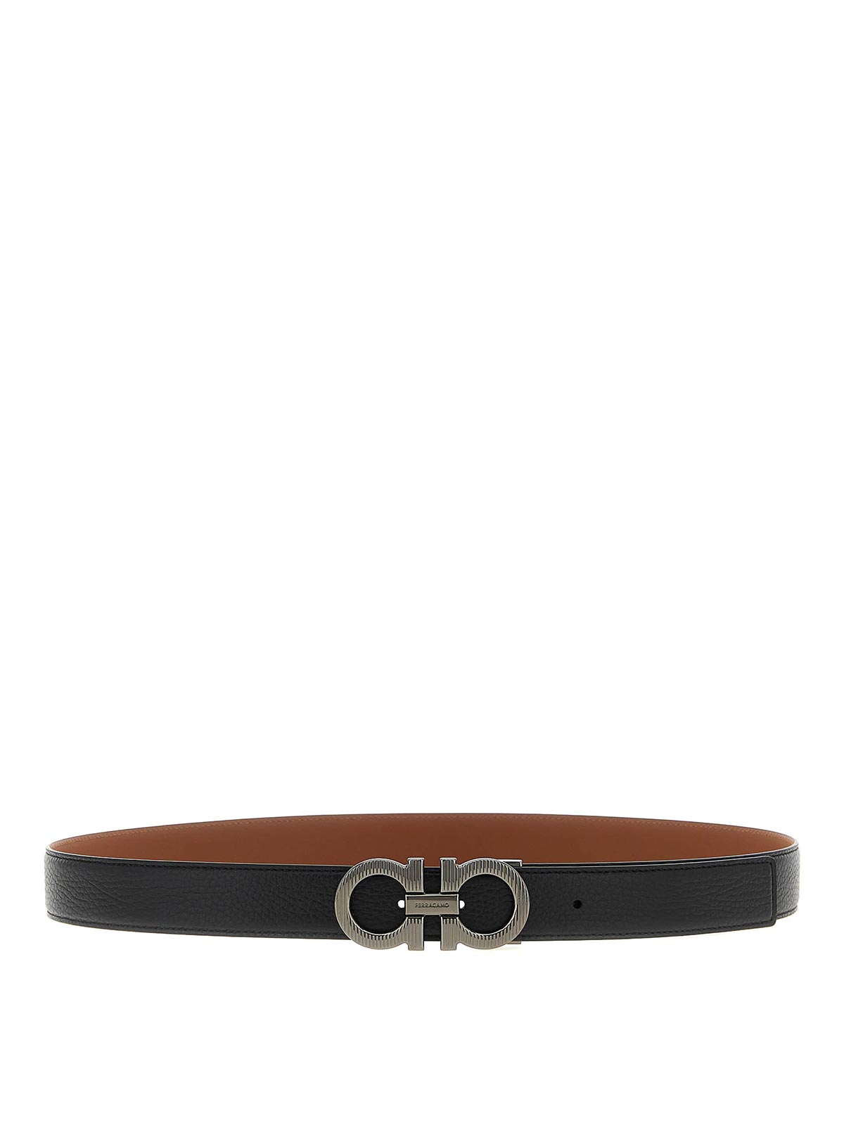 Ferragamo Black Gancini Reversible Belt In Black