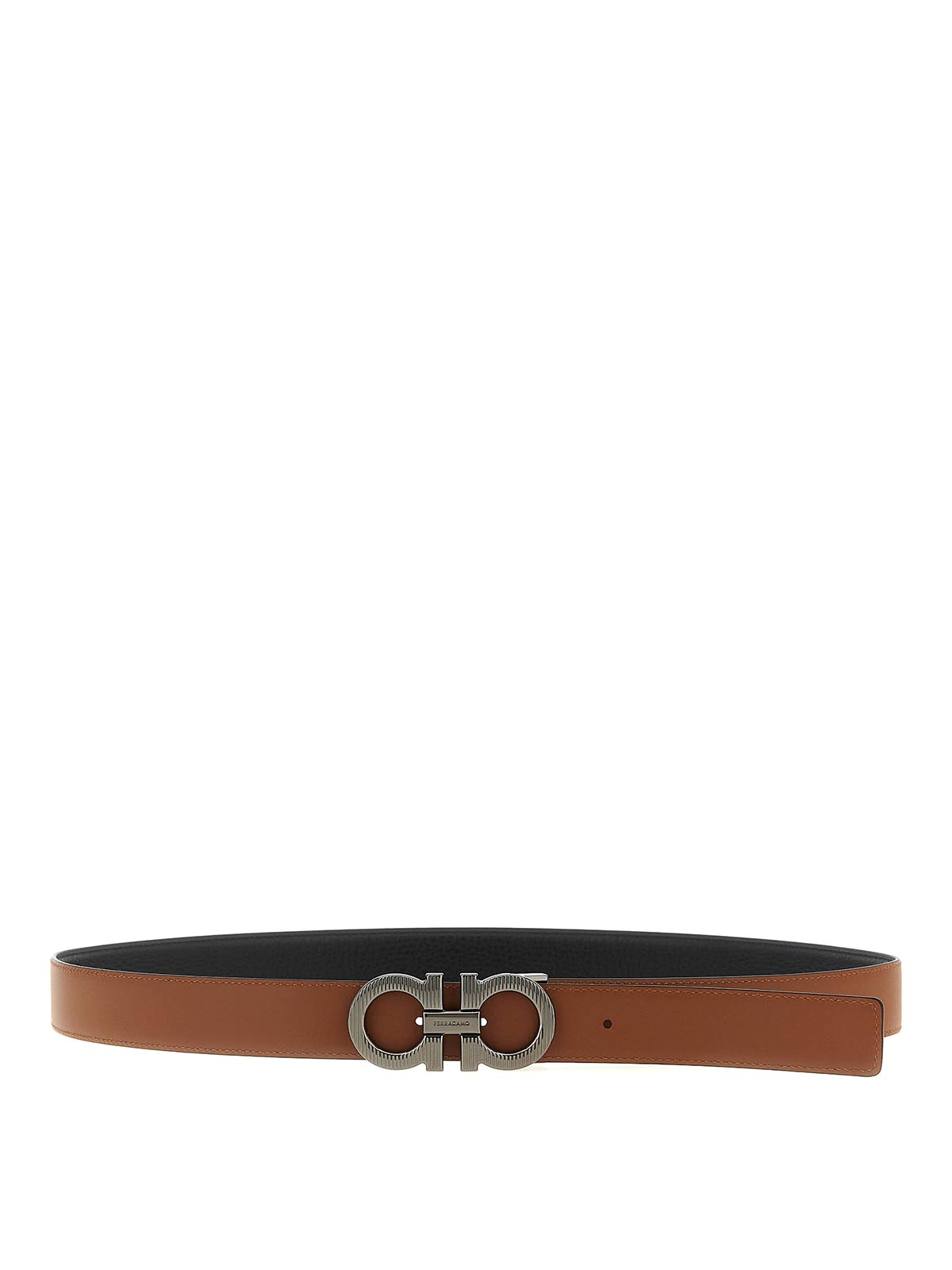 Ferragamo Black Gancini Reversible Belt In Black