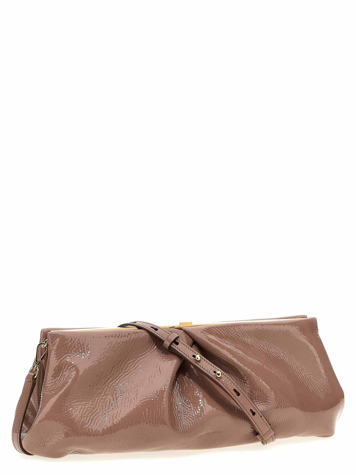 Dries Van Noten Patent Clutch In Nude