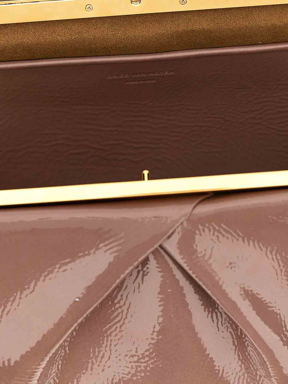 Dries Van Noten Patent Clutch In Nude