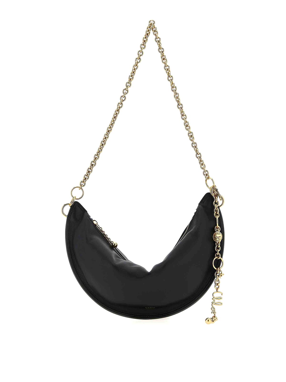 Chloé Icons Crescent-shaped Chain Shoulder Bag In Black