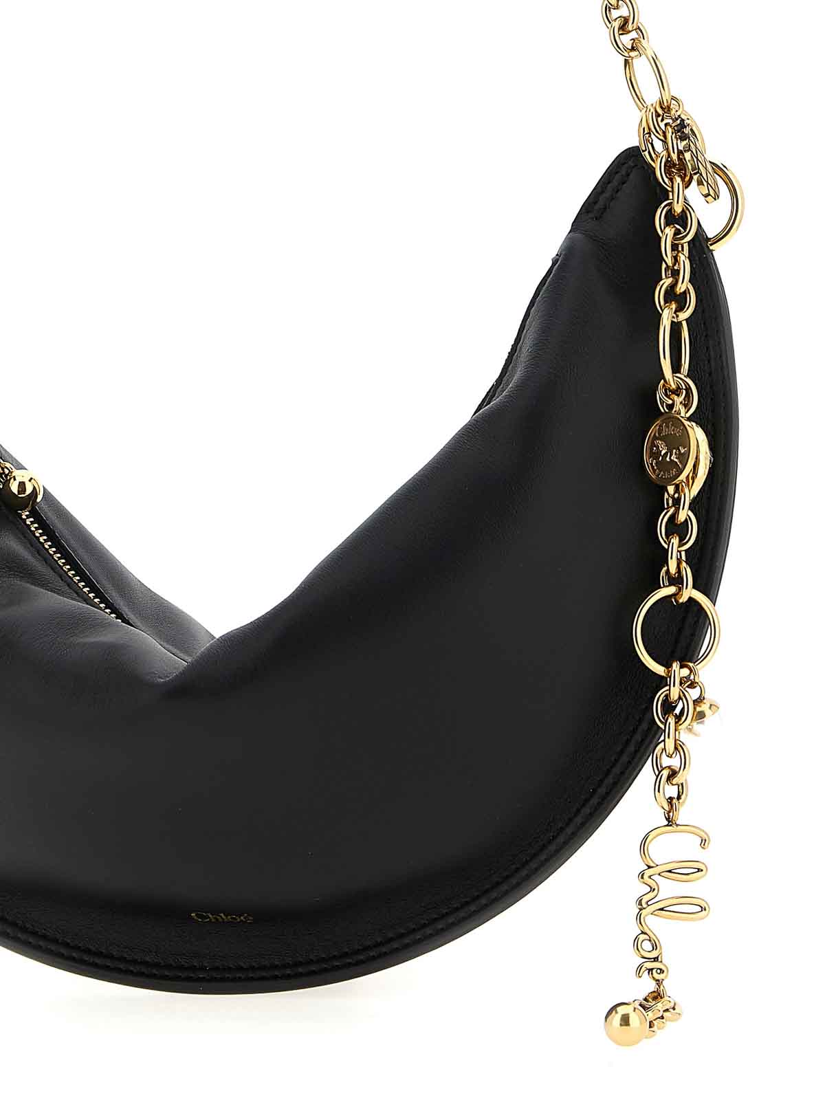 Chloé Icons Crescent-shaped Chain Shoulder Bag In Black