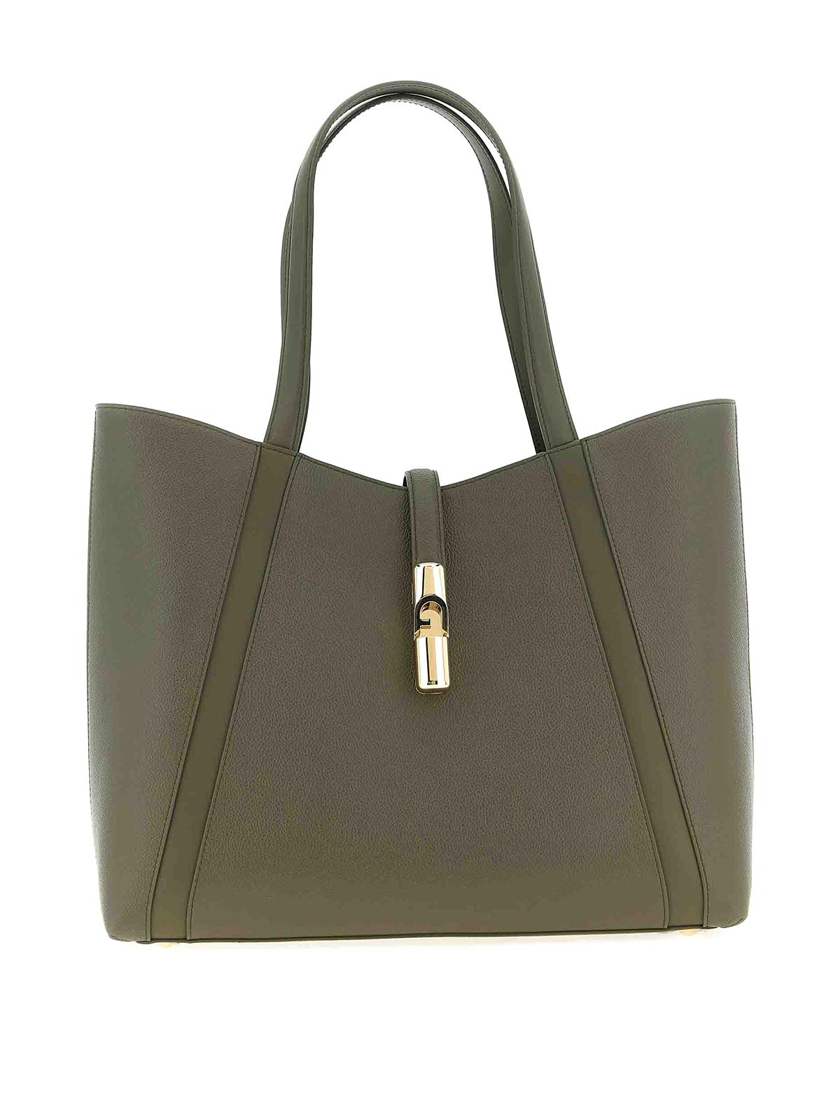 Furla Large Goccia L Leather Tote Bag In Green