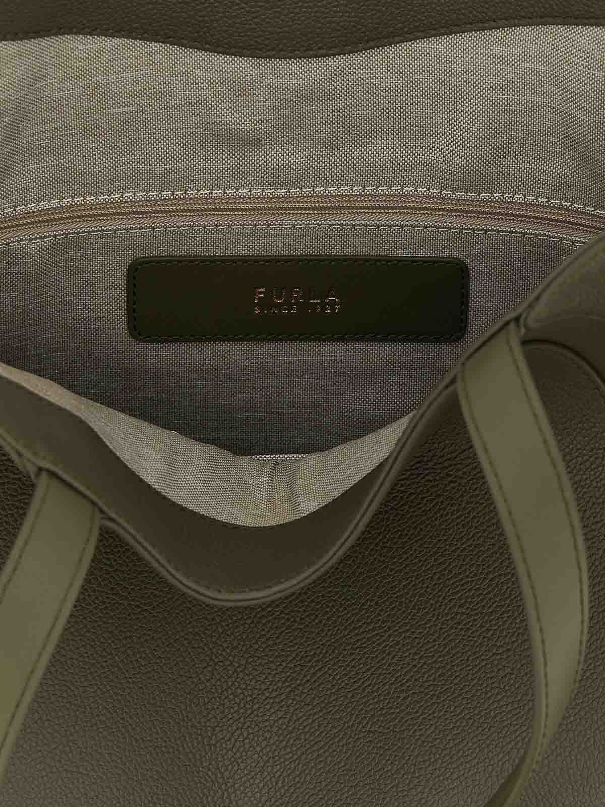 Furla Large Goccia L Leather Tote Bag In Green