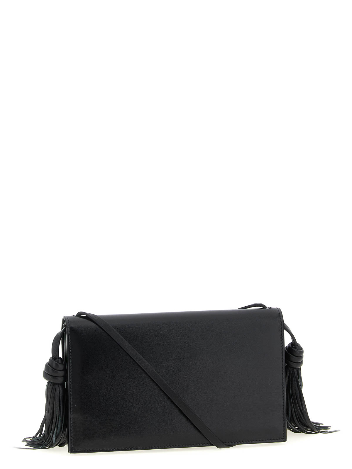 Jil Sander Tasseled Leather Shoulder Bag In Black