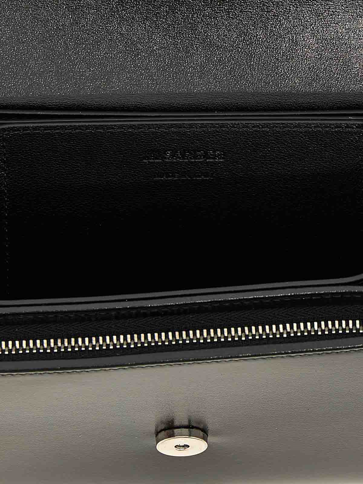 Jil Sander Tasseled Leather Shoulder Bag In Black