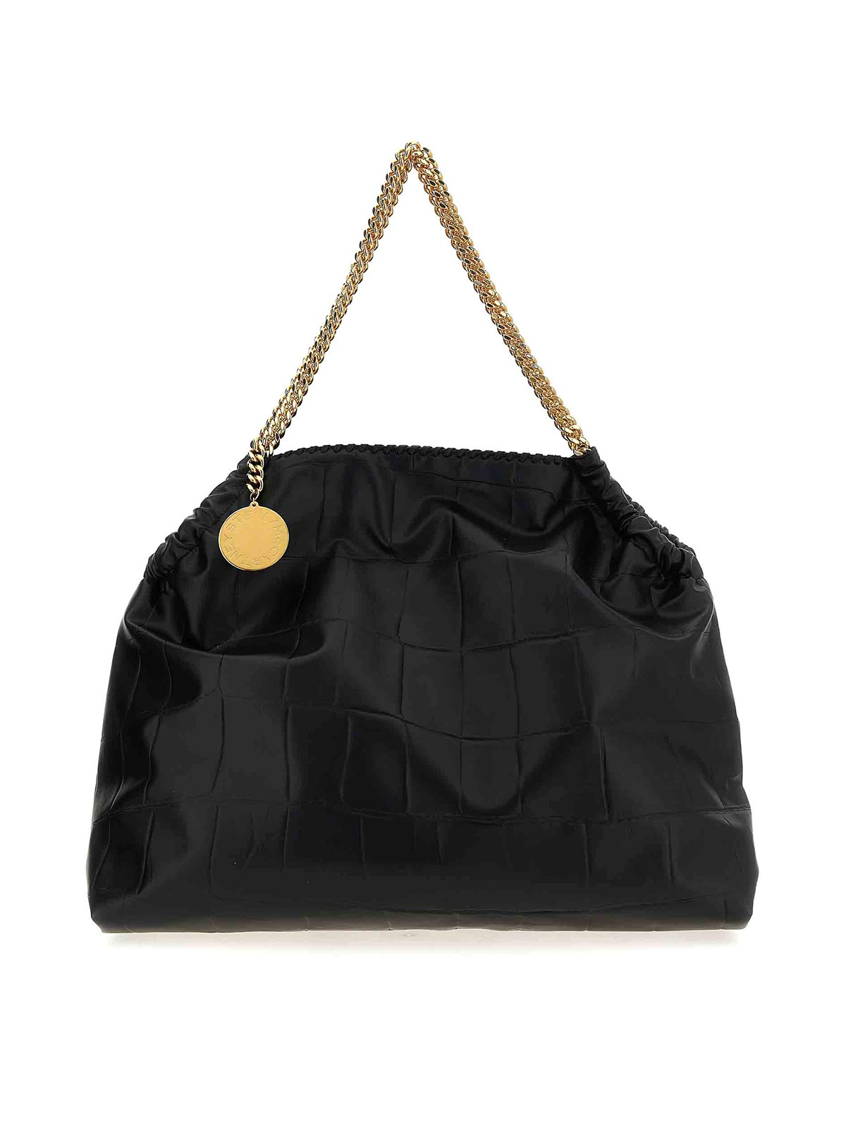Stella Mccartney Large Quilted Chain Strap Shopping Bag In Black