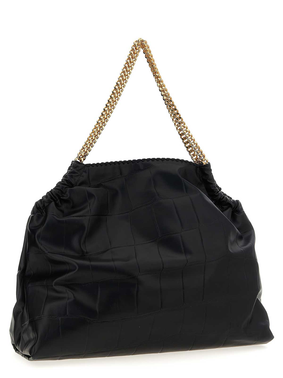 Stella Mccartney Large Quilted Chain Strap Shopping Bag In Black