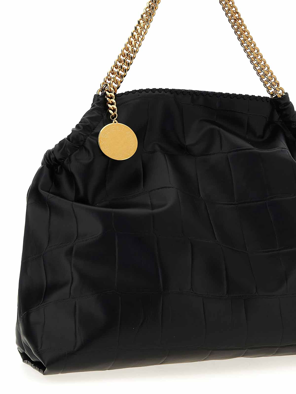 Stella Mccartney Large Quilted Chain Strap Shopping Bag In Black