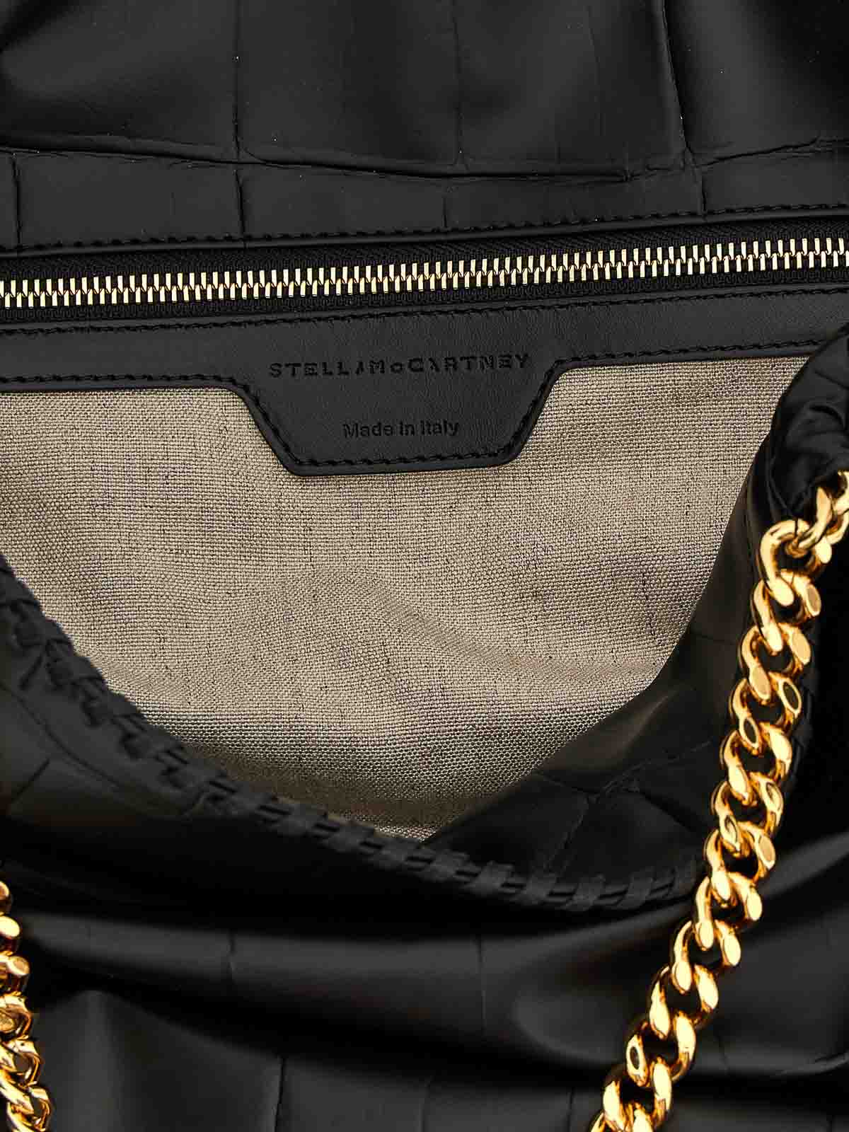 Stella Mccartney Large Quilted Chain Strap Shopping Bag In Black