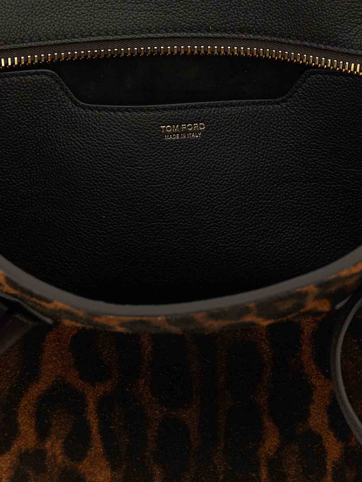 Tom Ford Animal Print Shoulder Bag In Brown