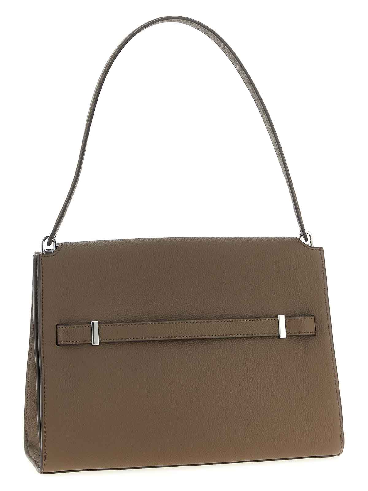 Tory Burch Large Shoulder Bag Metal Hardware In Gray