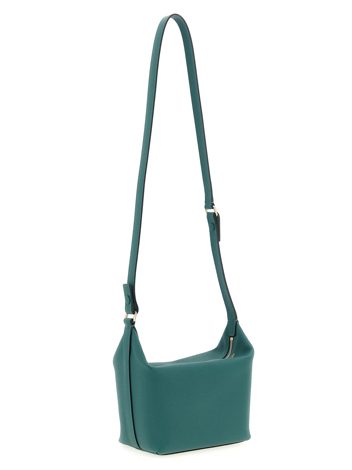 Valextra Mini Handbag Adjustable Strap Textured Finish In Green