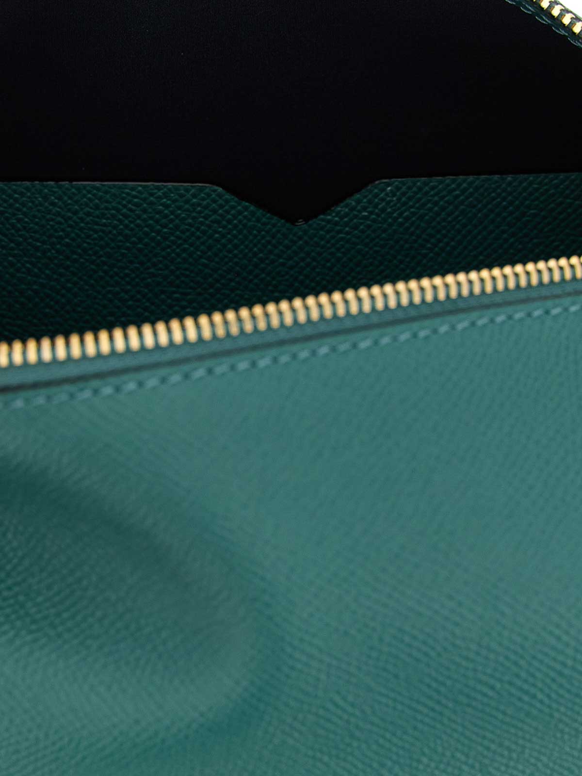 Valextra Mini Handbag Adjustable Strap Textured Finish In Green