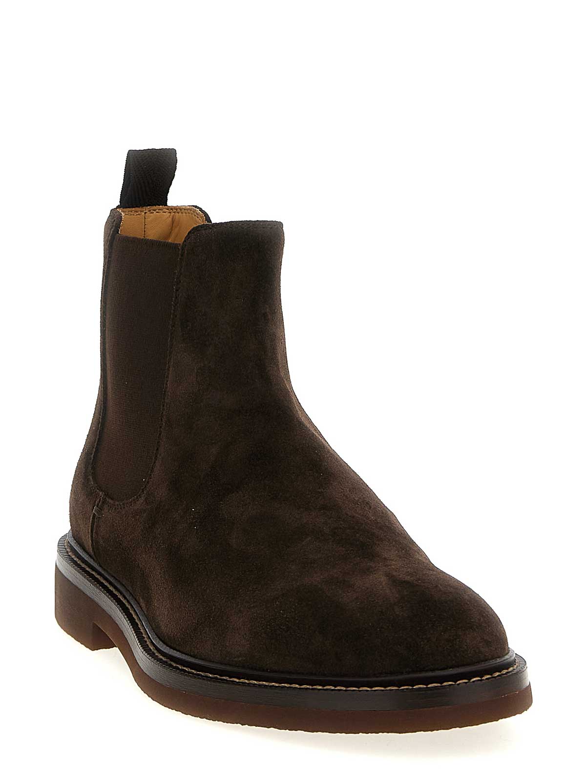Brunello Cucinelli Men Chelsea Ankle Boots In Burgundy