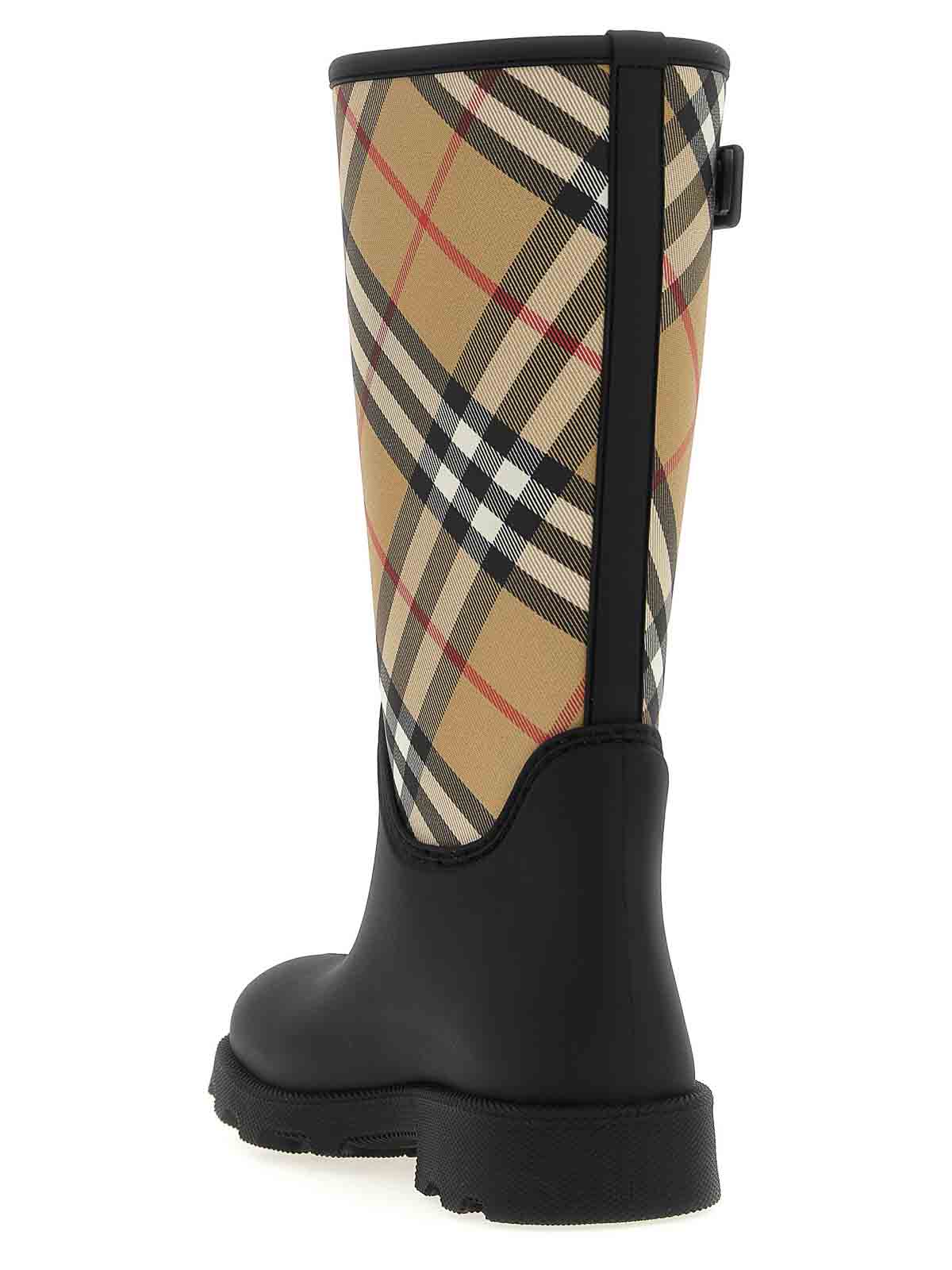 Burberry Rubber Marsh Checked Nylon And Rubber Rain Boots In Black