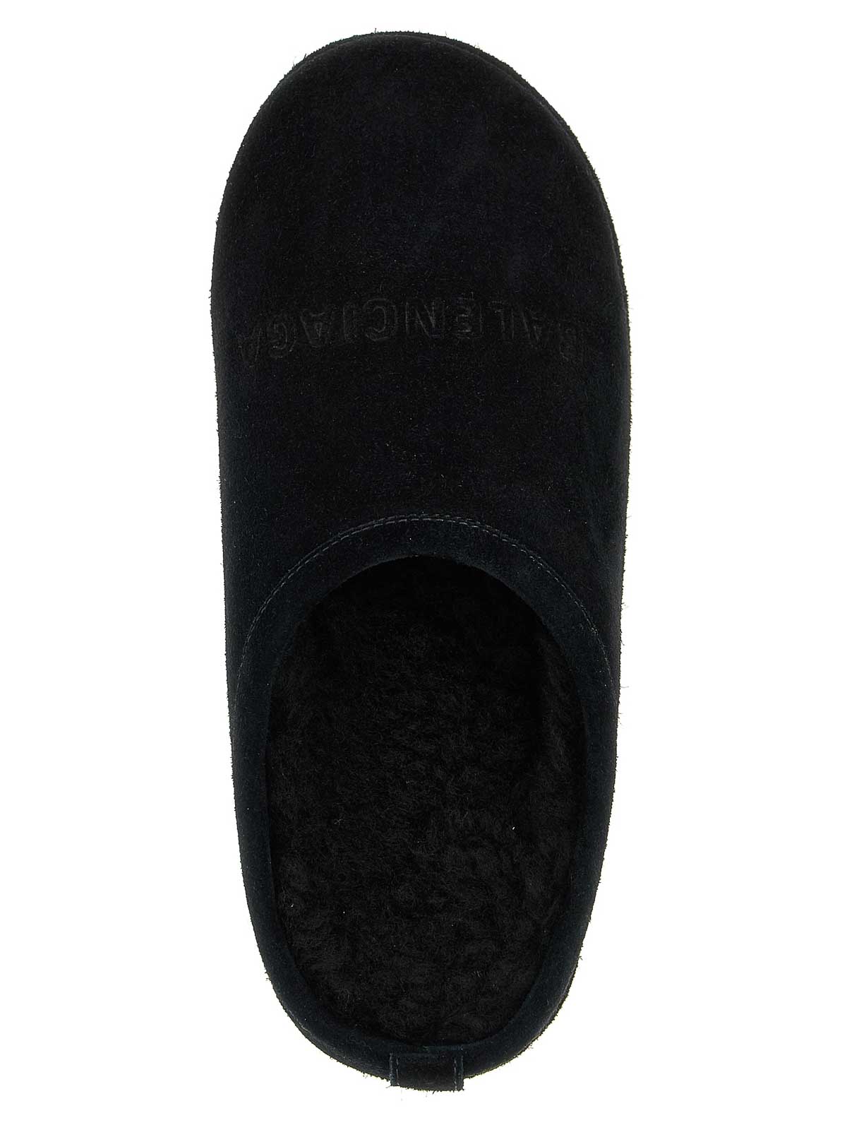 Balenciaga Suede Mules With Rounded Toe And Elevated Platform Sole In Black