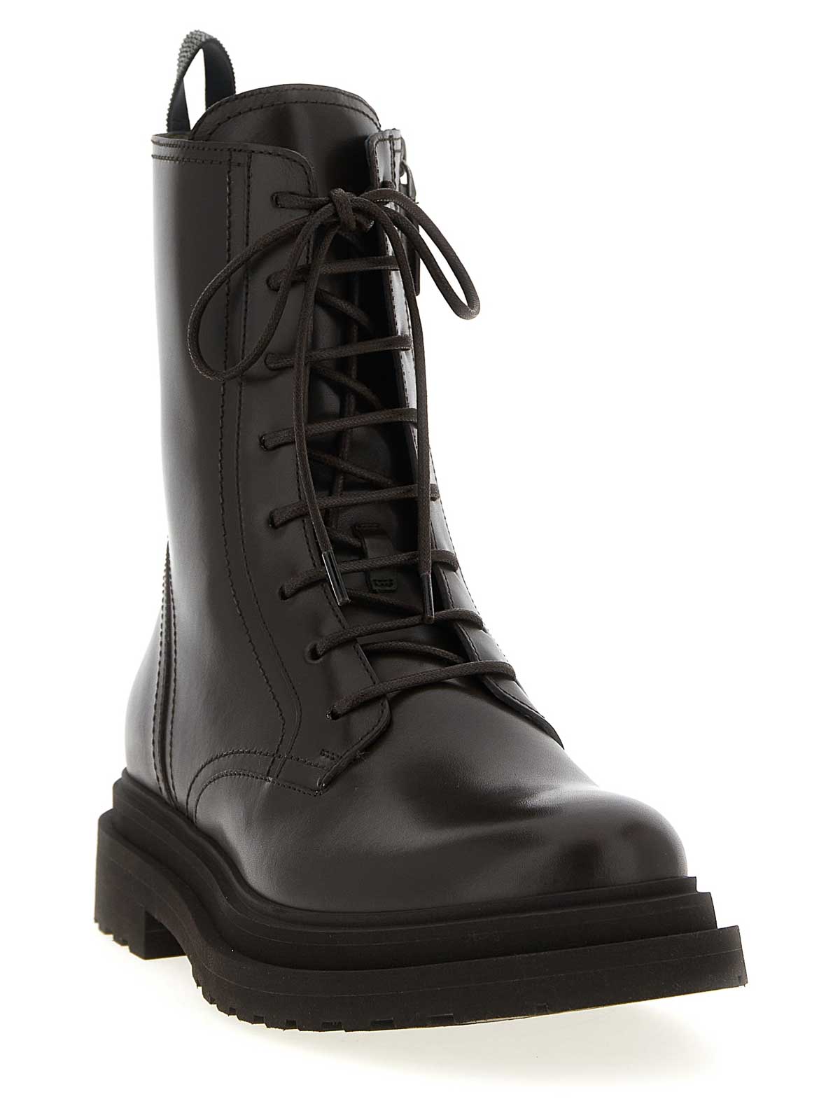 Brunello Cucinelli Combat Boots In Brown