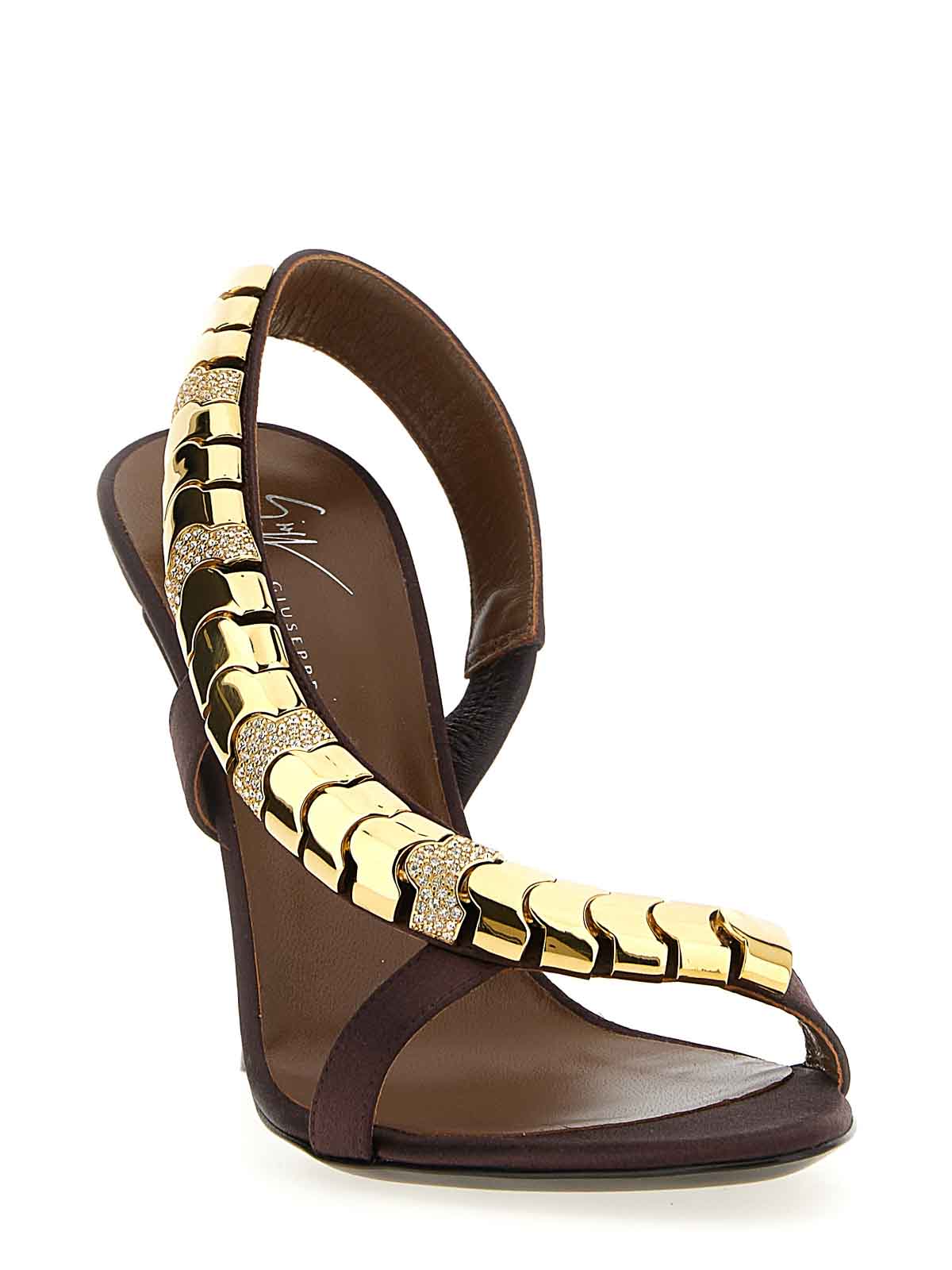 Giuseppe Zanotti Dafne Stiletto Sandals Metallic Accents In Brown